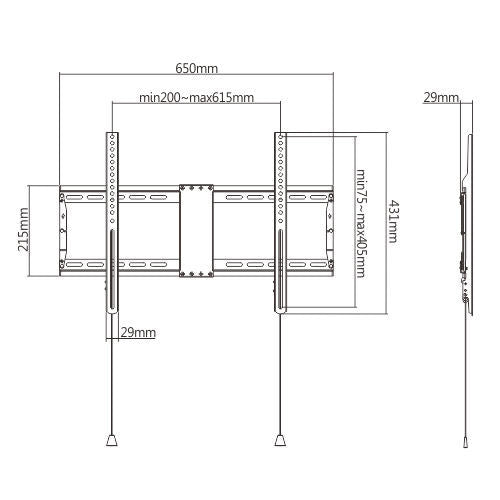 BRATECK LP59-46F HEAVY-DUTY TV WALL MOUNT FOR MOST 37" TO 80" TVs