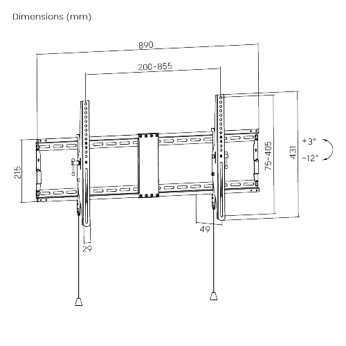 Brateck LP59-48T Heavy-Duty Foldable Tilt TV Wall Mount For 43"-90" TVs