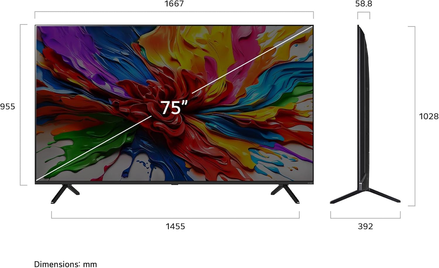 LG 75-Inch QNED92 Mini LED QNED Evo 4K Smart TV - α8 AI Processor 4K Gen 2, Dynamic QNED Colour, 120Hz Refresh Rate, HDMI 2.1, FreeSync(75QNED92AUA, 2025)