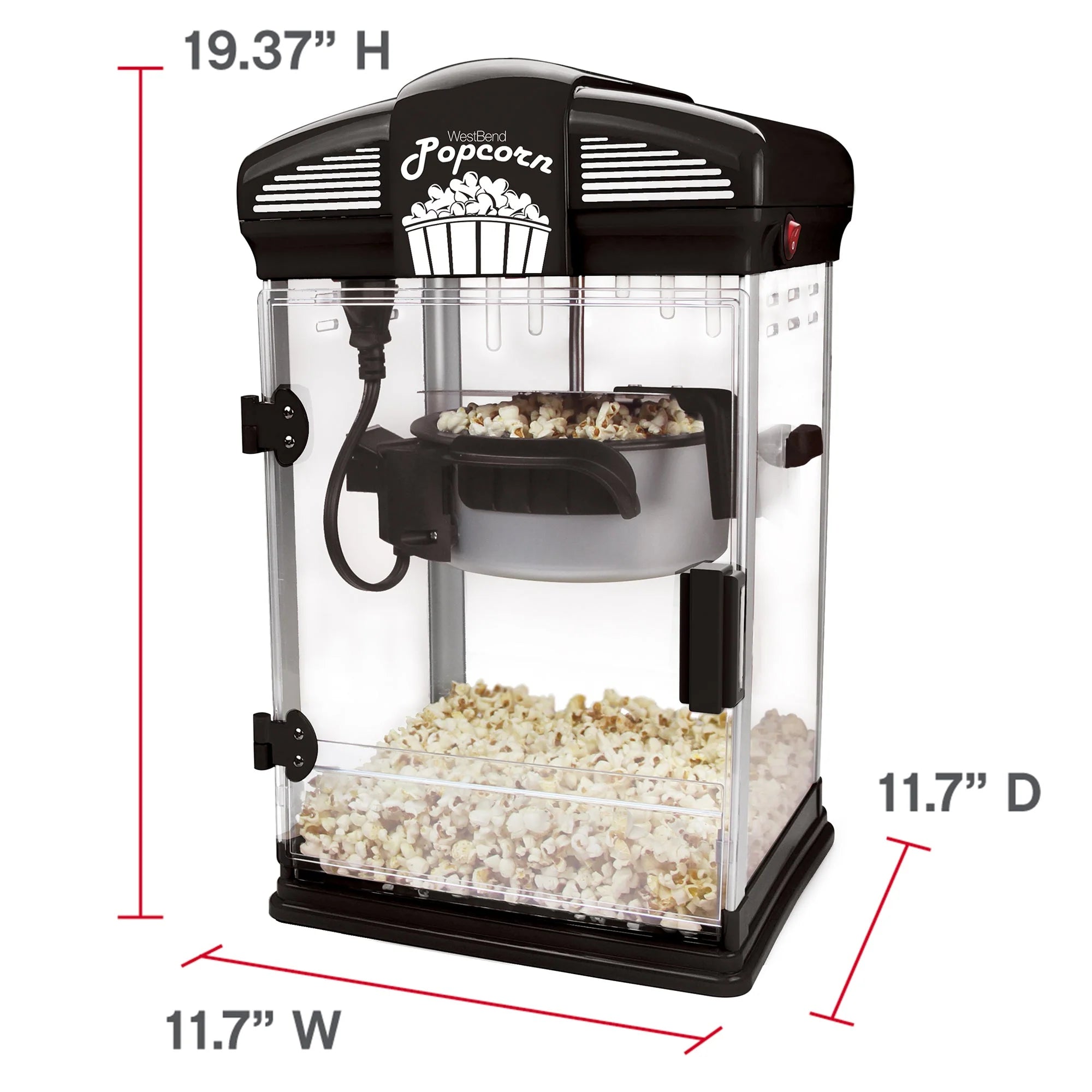 West Bend Theater Crazy Stirring Oil Popcorn Maker, 4 Qt. Capacity (90 Days Warranty)