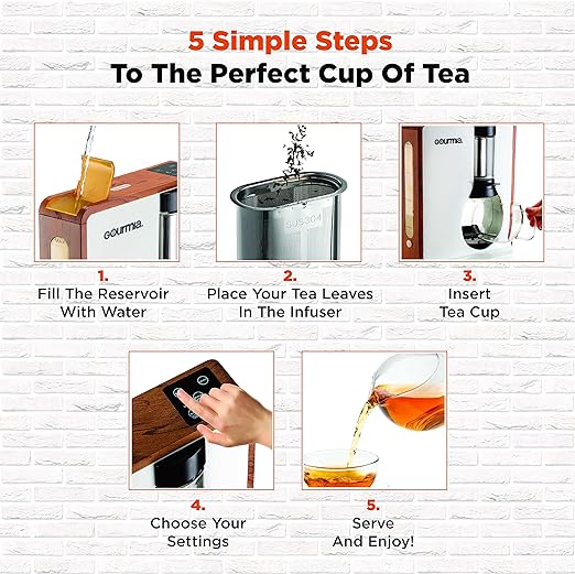 Gourmia GTC8000 Fusion Tea Loose Leaf Tea Maker -  Single Button Brewing System (Refurbished, 90 Days warranty)