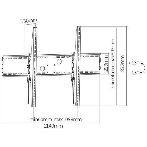 Brateck LP37-810T Super Large Heavy Duty Tilt TV Wall Mount for 60"-100" Flat & Curved Panel TVs | TechSpirit Inc.