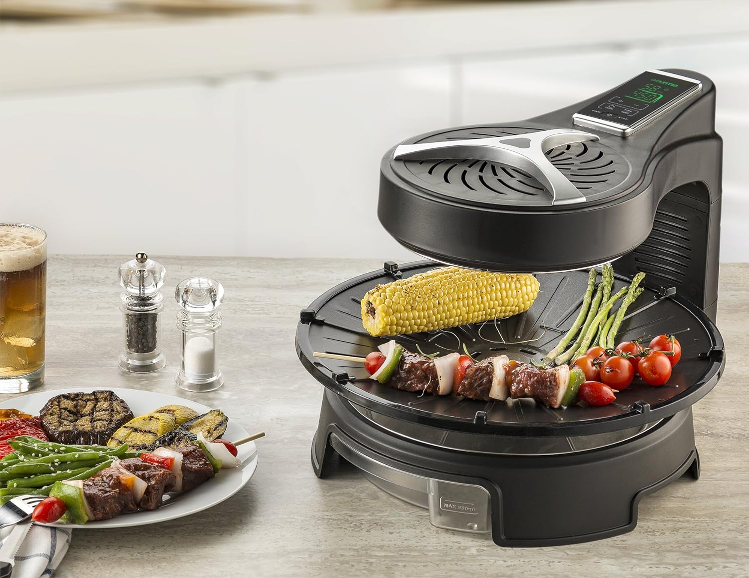 Gourmia GHG1600 Rotating Grill, Black (Refurbished, 90 Days Warranty)