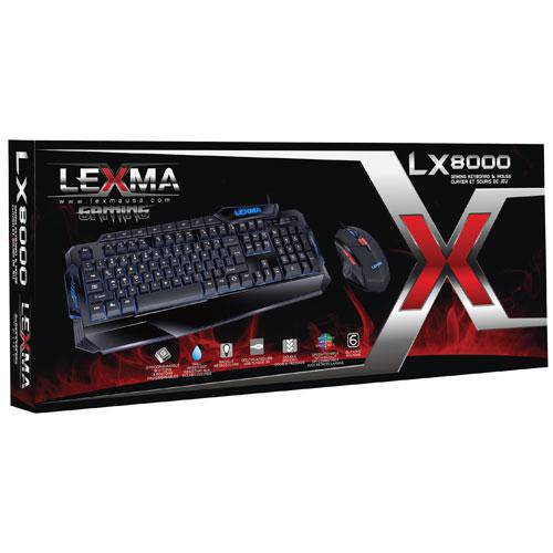 Lexma LX8000 Optical Wired Ergonomic Gaming Keyboard & Mouse Combo, English | TechSpirit Inc.