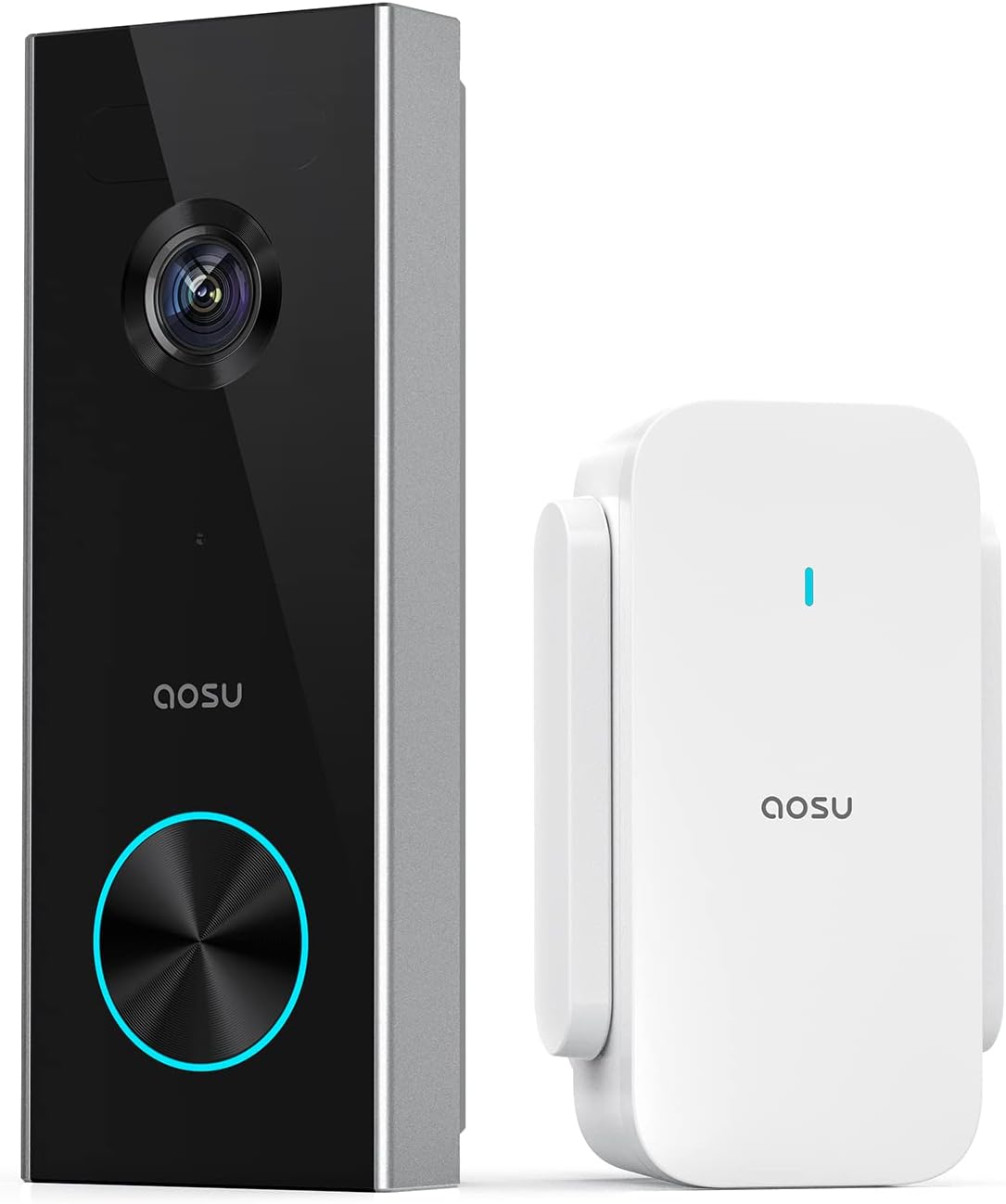 AOSU Wireless Doorbell Camera, Battery-Powered Video Doorbell with Chime, 2K Resolution, No Monthly Fees, 2.4GHz WiFi, 180-Day Battery Life, AI Detection, Work with Alexa & Google Assistant