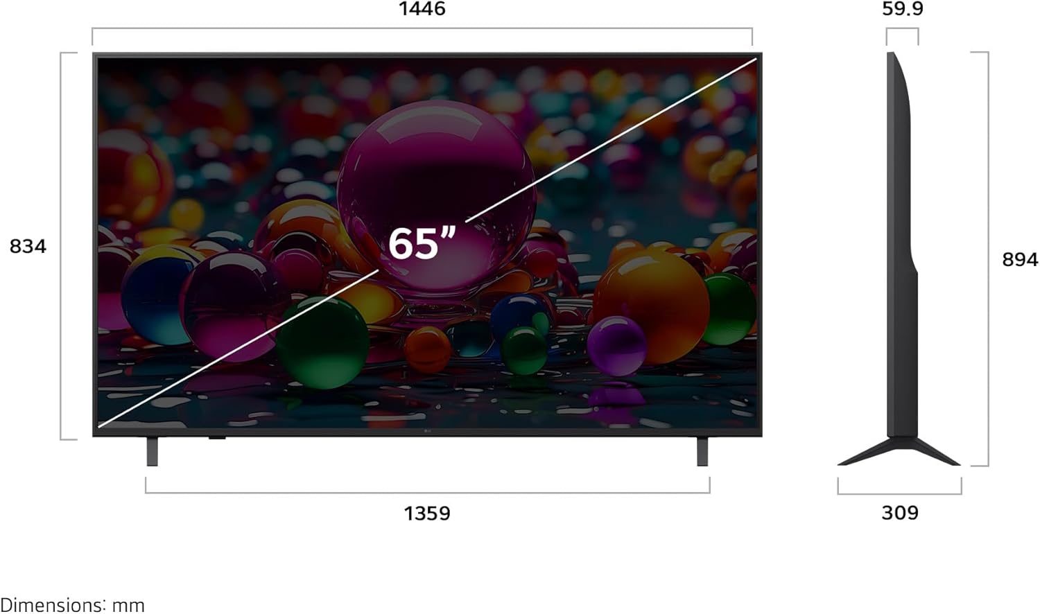 LG 65" UA7000 4K UHD HDR LED webOS Smart TV - 2025 (65UA7000PUB, 90 Days Warranty)