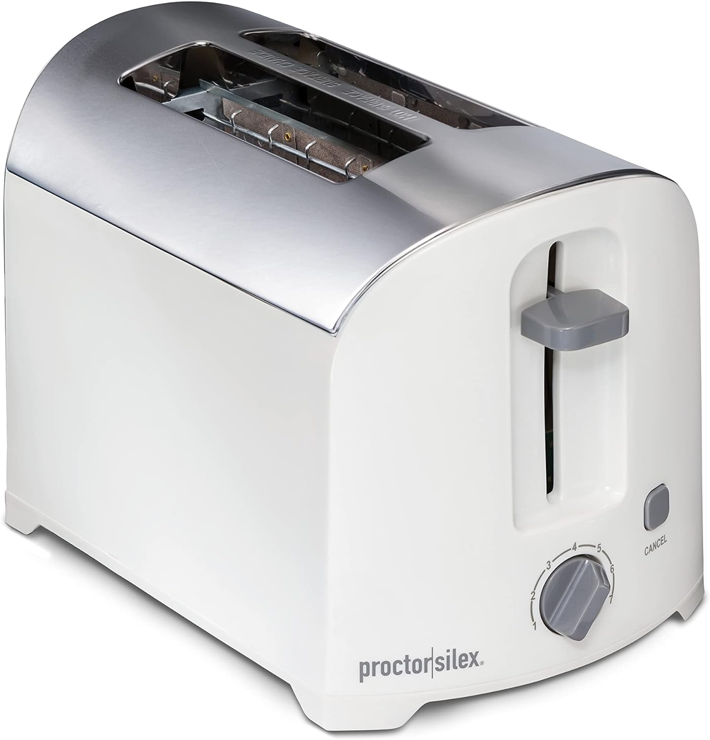 Proctor Silex 22632PS 2 Slice Toaster, 1 units, white & chrome (90 Days Warranty)