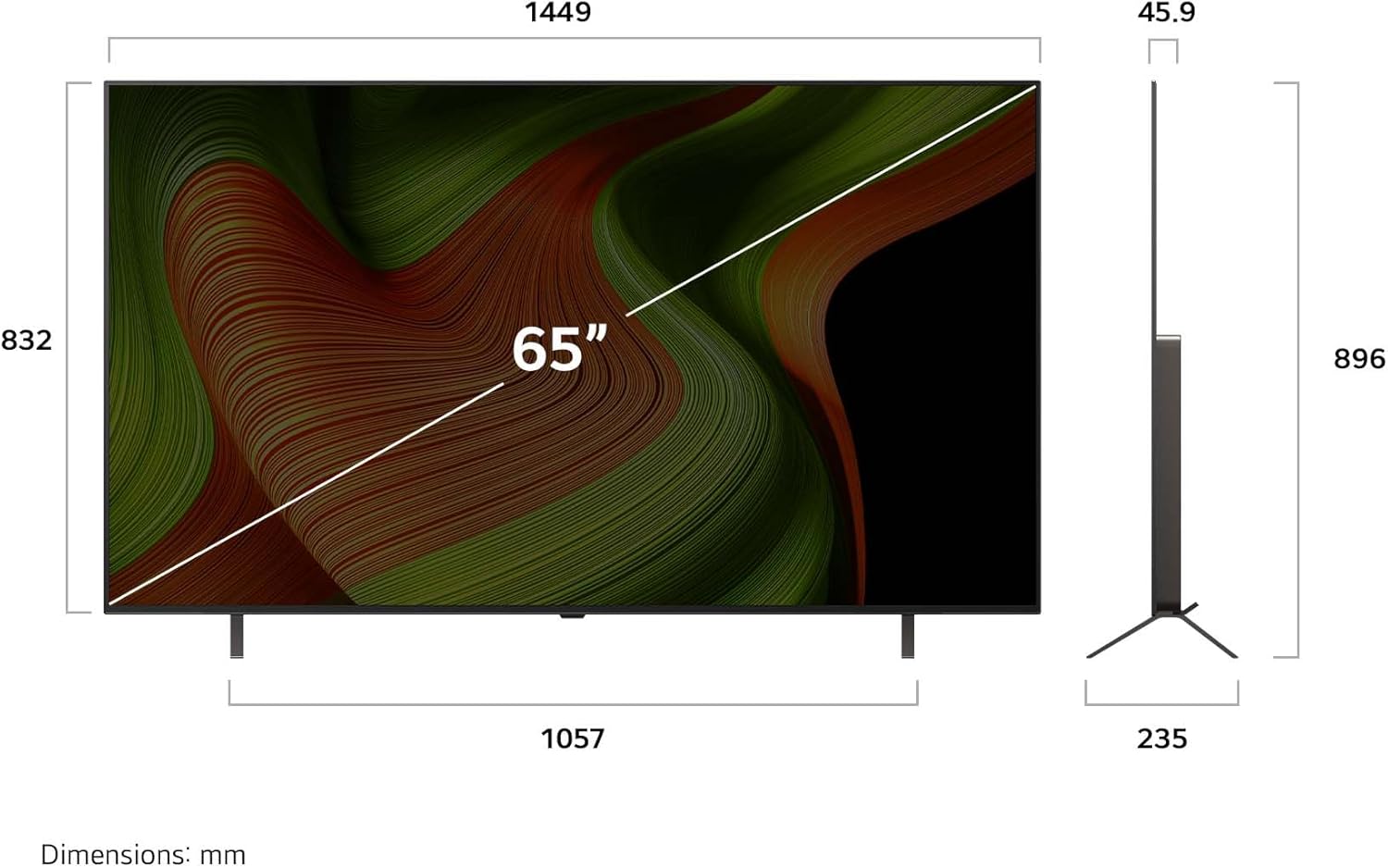 LG 65" B5 OLED 4K Smart TV - α8 AI Processor 4K Gen 2, Alexa Built-in, 120Hz Refresh Rate, HDMI 2.1, Magic Remote - OLED65B5PUA, 2025