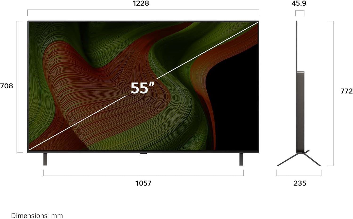 LG 55" B5 OLED 4K Smart TV - α8 AI Processor 4K Gen 2, Alexa Built-in, 120Hz Refresh Rate, HDMI 2.1, G-Sync, 5, Dolby Vision, Magic Remote - OLED55B5PUA, 2025