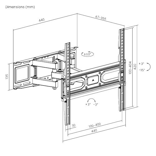 Brateck Full-Motion TV Wall Mount LPA78-446, Fits Most 32"-70" Flat Panel TVs