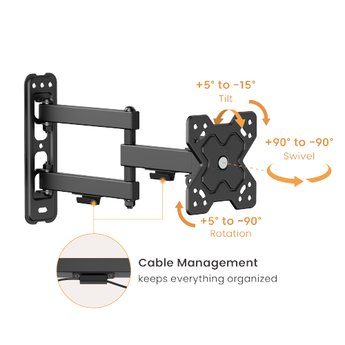 Brateck LDA40-113 Full Motion TV Wall Mount for most 13" to 32" TVs