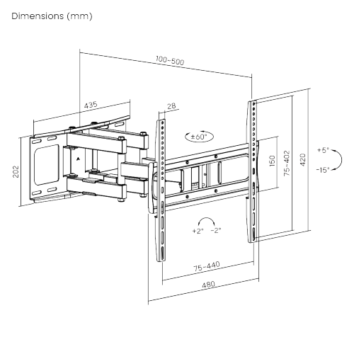 Brateck LPA80-446 Heavy-Duty Full-Motion TV Wall Mount For 32"-75" Tv's