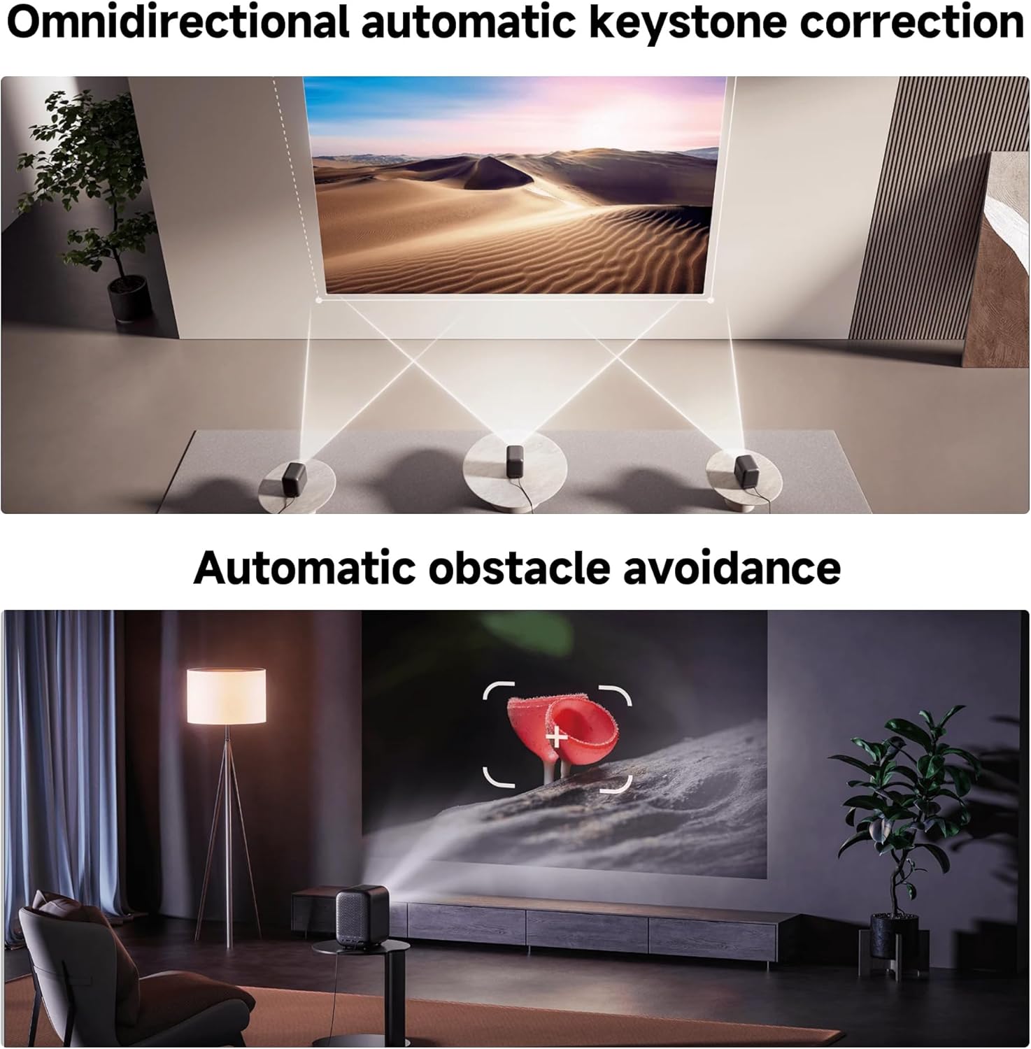 Xiaomi Smart Projector L1 Native 1080P Portable Projector Supports 4K Input，Android TV Auto Focus Keystone Bluetooth Outdoor Movie Projector for Camping Home Bedroom