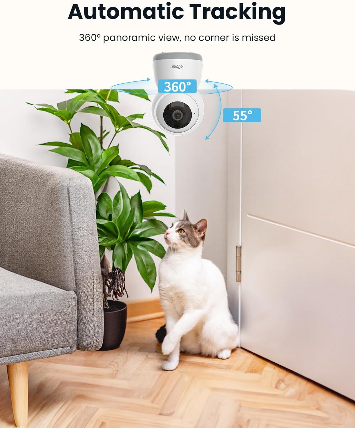 ieGeek 5MP Indoor Security Camera,5G&2.4G WiFi Baby Monitor Pet Cameras Surveillance Interieur for Home System,Video Cam with Phone App,Smart Motion Sensor,Auto Tracking,360°PTZ Dog Cam,Work w/Alexa