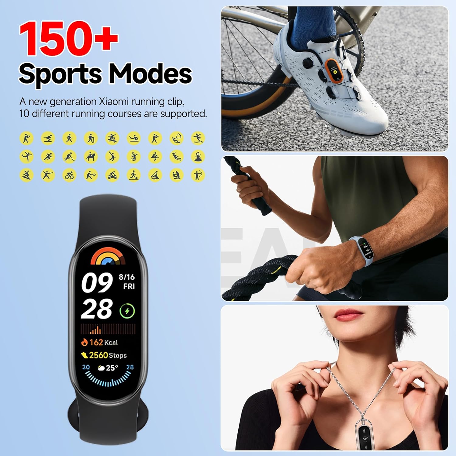Xiaomi Smart Watch Band 9, Sport Smartwatch with 150+ Training Modes, 1.62" AMOLED Display Men Women Watch Activity Fitness Step Tracker, Scientific Sleep Monitor