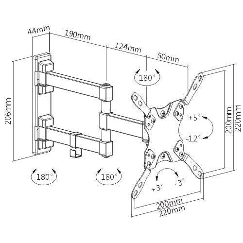 Brateck LDA21-223 Full Motion TV Wall Mount for most 13" to 42" TVs | TechSpirit Inc.