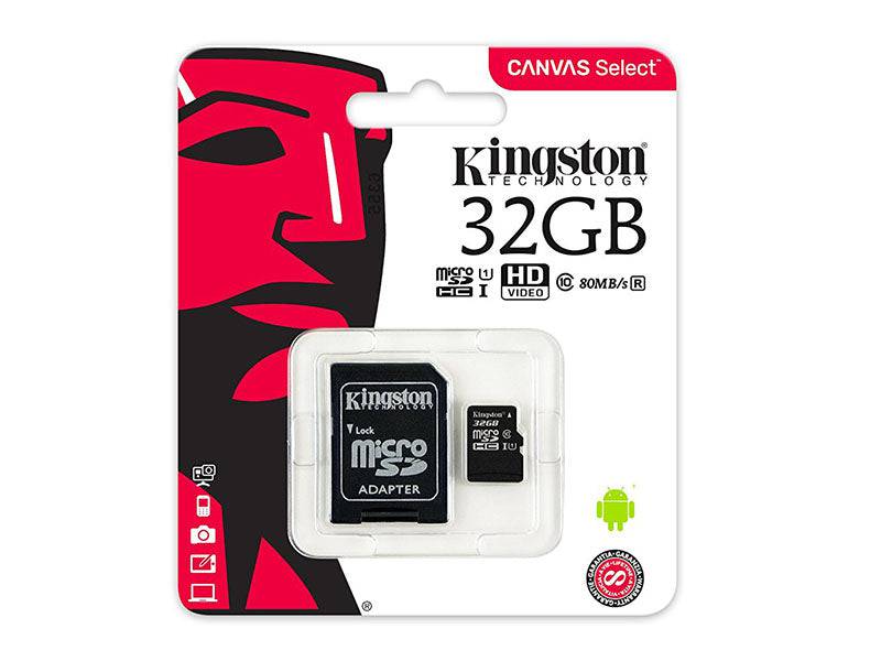 Kingston Canvas Select 32GB microSDHC Class 10 UHS-I 80MB/s SDCS/32GBCR | TechSpirit Inc.