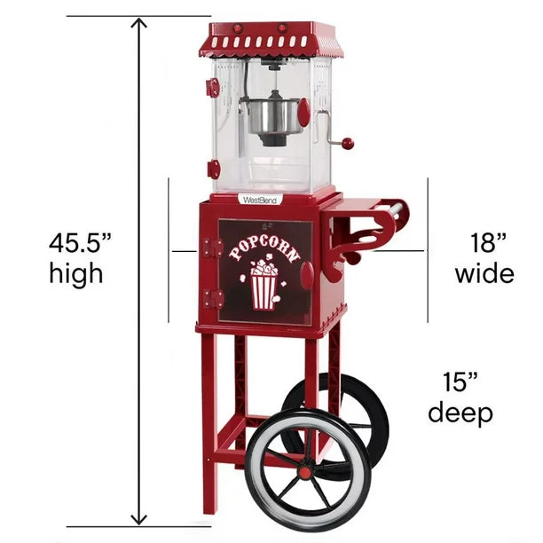 West Bend Concession style Cart Popcorn Machine (90 Days Warranty)