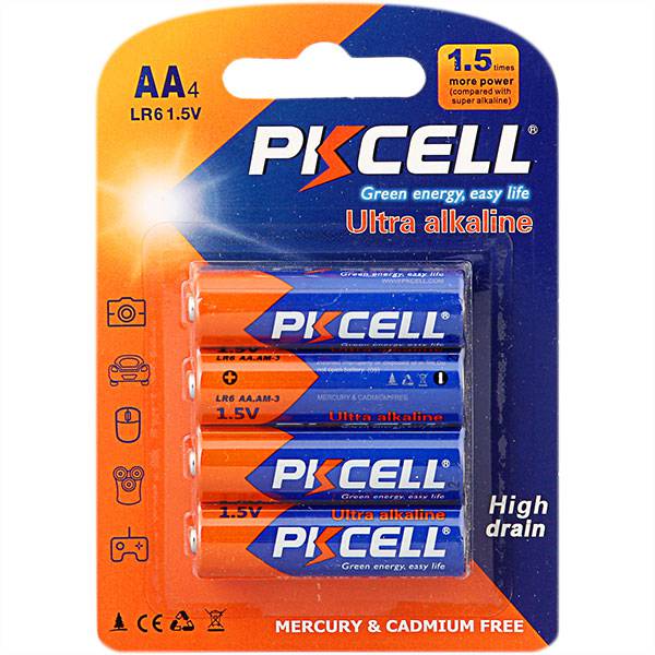 Pkcell 1.5V Ultra alkaline AA battery LR6 (4- pack) | TechSpirit Inc.